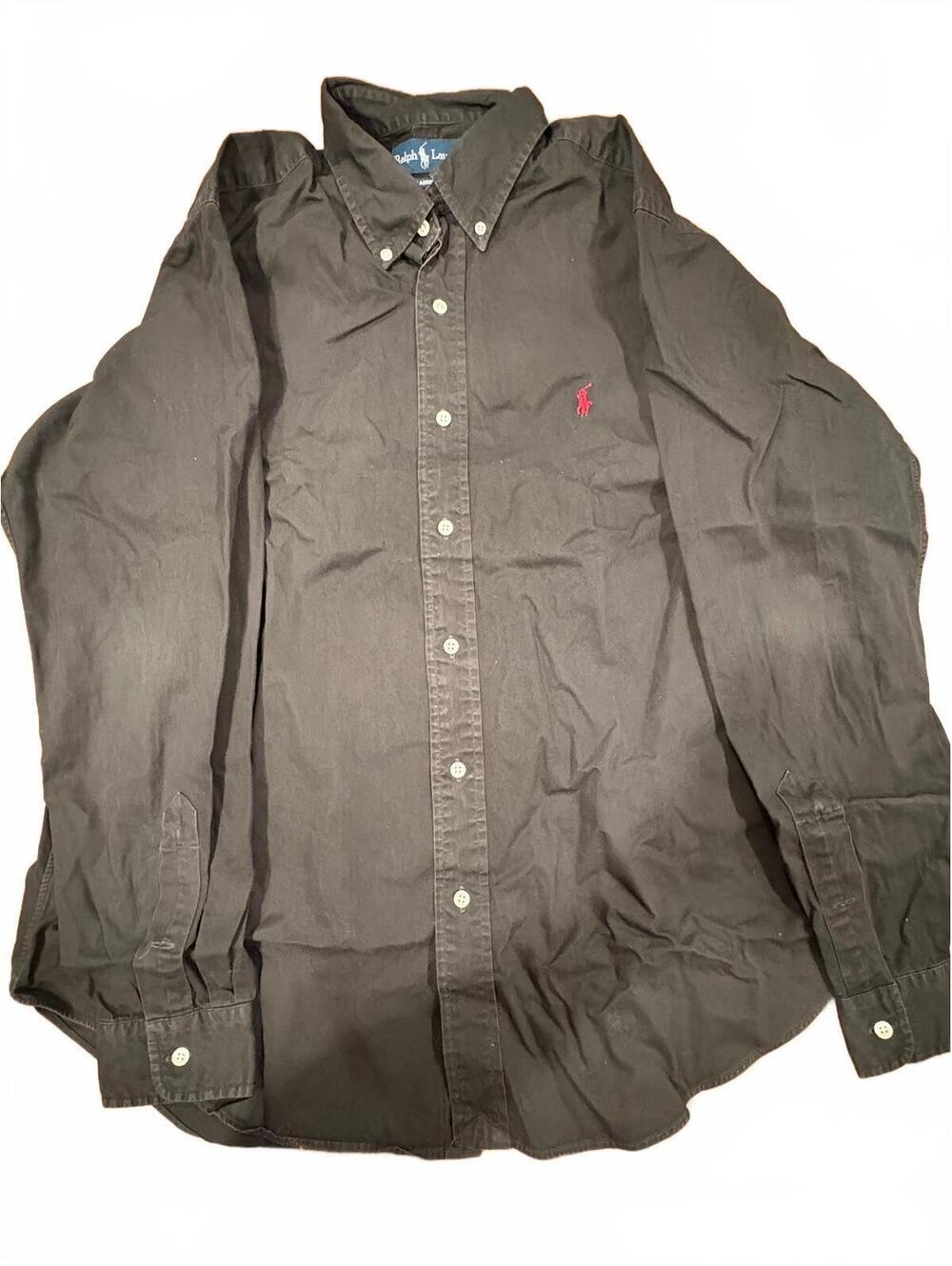 Ralph Lauren Classic Fit Black Button-Down Shirt, Size L-25